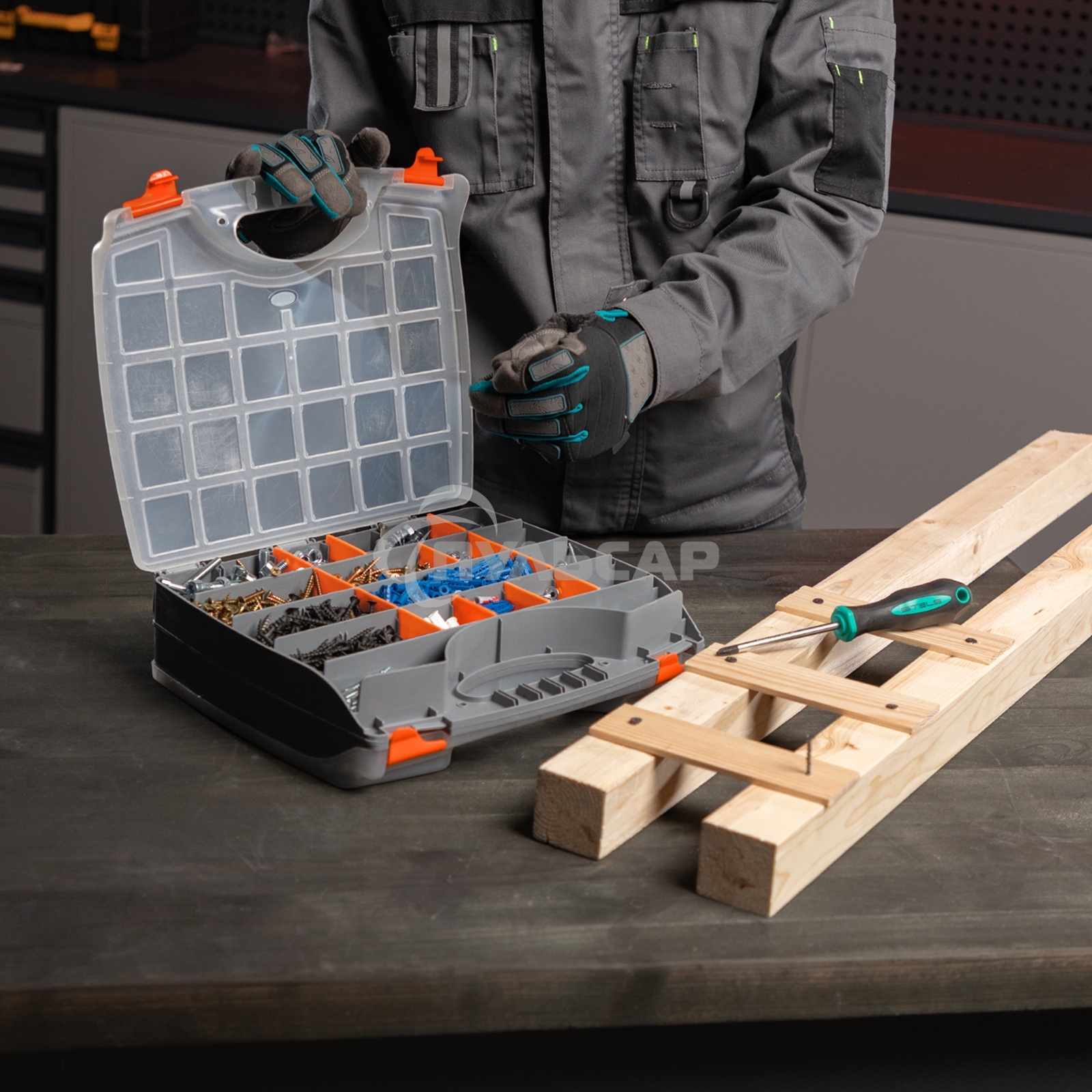 Органайзер STELS двухсторонний 325x280x85мм, пластик 90709