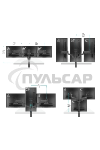Кронштейн (держатель) ONKRON G280 для трех мониторов 13