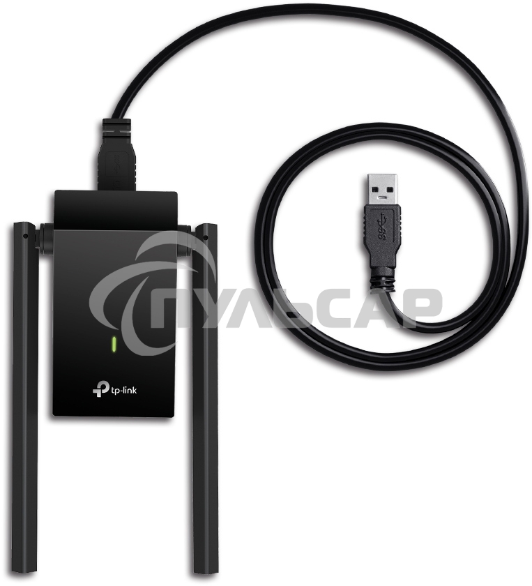 Адаптер TP-Link AC1300Mbps Dual-band High-Gain wireless USB adapter, 867Mbps at 5G and 400Mbps at 2.4G, two high gain antennas, USB 3.0, USB extension cable, support wave 2 MU-MIMO, full compatible with Windows and macOS.