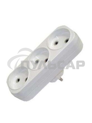 Разветвитель 3 гнезда без заземл. плоский 6А UNIVersal А203