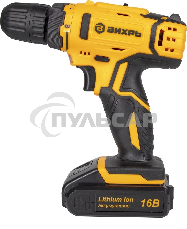 Дрель-шуруповерт Вихрь ДА-16Л-2К 72/14/32, Аккумуляторная, 16В, 2 АКБ, Кейс