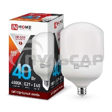 Лампа светодиодная LED-HP-PRO 40Вт 230В 4000К E27 3600лм с адаптером IN HOME 4690612031095