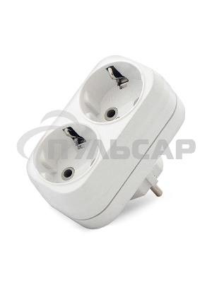 Разветвитель 2 гнезда с заземл. плоский 16А UNIVersal А302