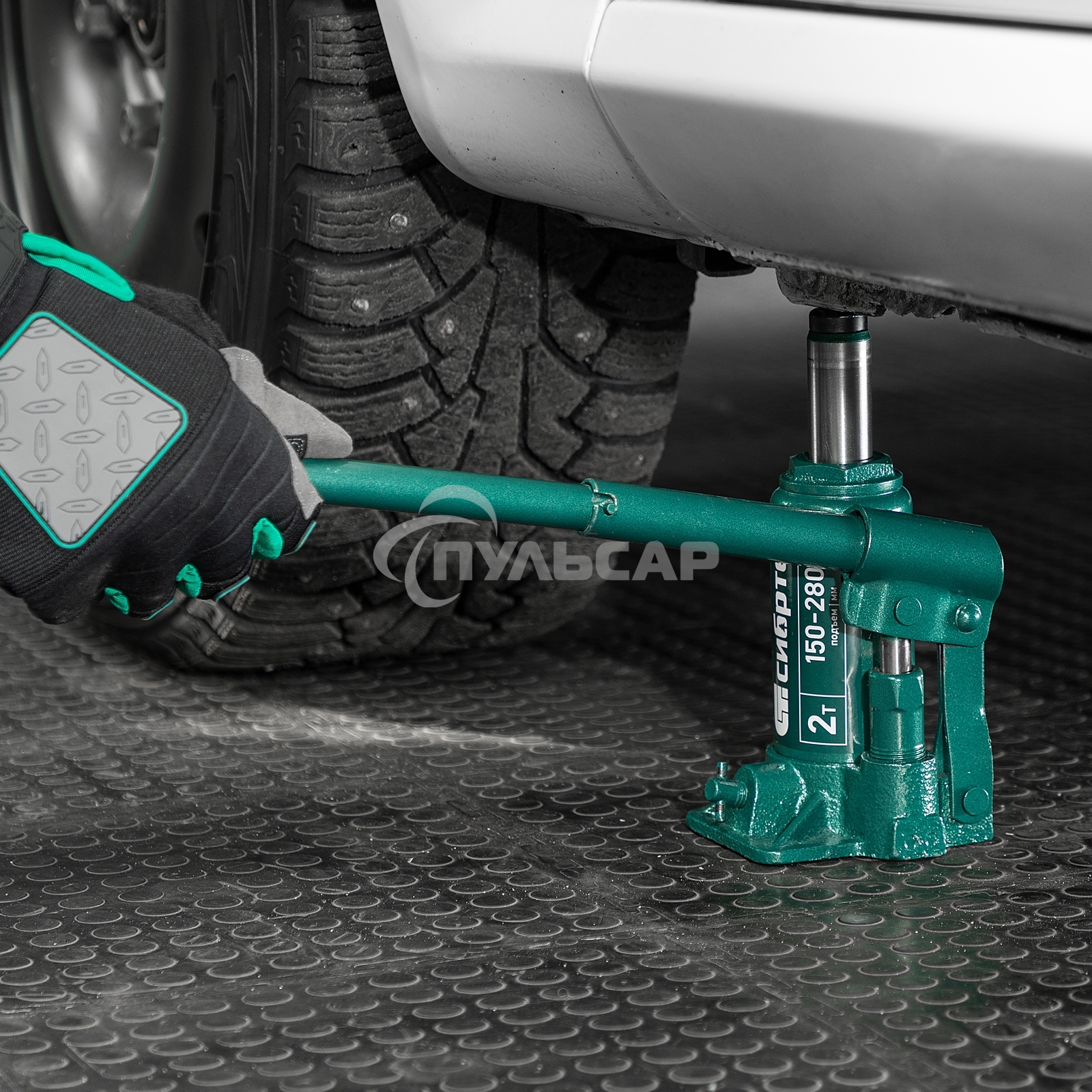 Домкрат гидравлический бутылочный Сибртех 2 т, 150-280 мм, в пласт. кейсе