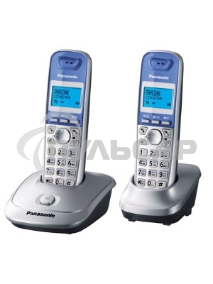 Телефон беспроводной (DECT) Panasonic KX-TG2512RUS (серебристый) Доп трубка в комплекте,АОН, Caller ID,спикерфон на трубке,полифония
