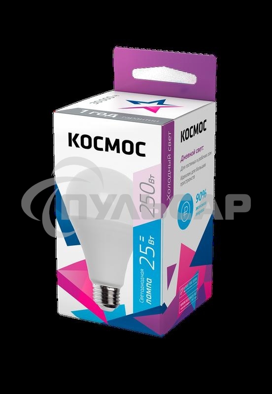 Лампа светодиодная A65 25Вт 6500К E27 220В Космос LkecLED25wA65E2765