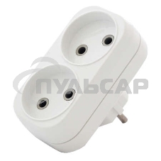 Разветвитель 2 гнезда без заземл. плоский 6А UNIVersal А202