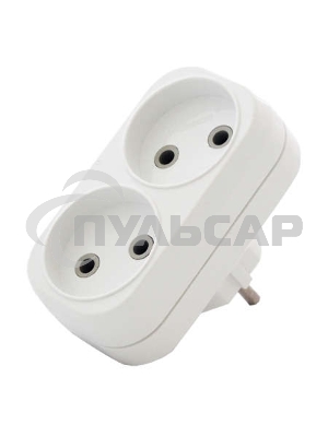 Разветвитель 2 гнезда без заземл. плоский 6А UNIVersal А202
