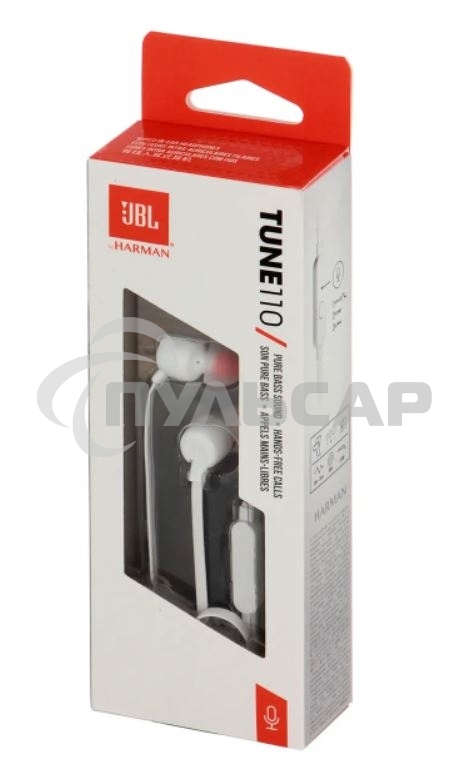Наушники JBL Tune 110, 3.5 мм, внутриканальные, белый