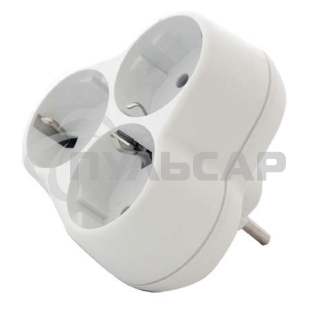 Тройник с заземл. круглый 16А 250В (еврослот) бел. UNIVersal АК303