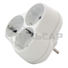 Тройник с заземл. круглый 16А 250В (еврослот) бел. UNIVersal АК303