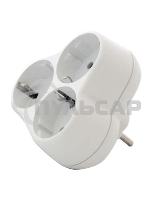 Тройник с заземл. круглый 16А 250В (еврослот) бел. UNIVersal АК303