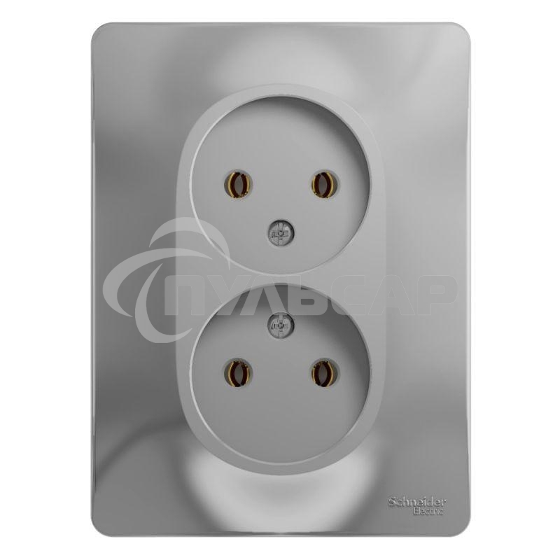 Розетка 2-м СП Glossa 16А IP20 без заземл. в сборе алюм. SchE GSL000320