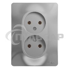 Розетка 2-м СП Glossa 16А IP20 без заземл. в сборе алюм. SchE GSL000320