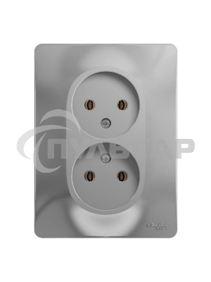 Розетка 2-м СП Glossa 16А IP20 без заземл. в сборе алюм. SchE GSL000320