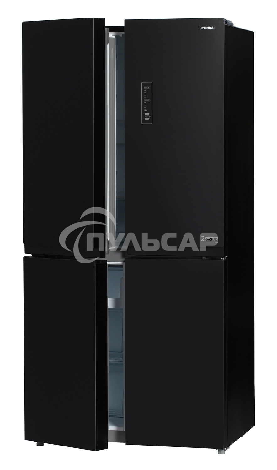 Холодильник Hyundai CM5005F черное трехкамерный 310/156л морозилка сбоку, Total No Frost, Side by Side
