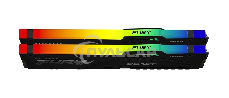 Оперативная память Kingston Fury Beast, DDR5, 32Gb (2x16Gb), 6400MHz, CL32, DIMM, радиатор, RGB, черный