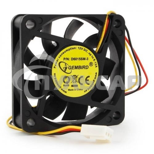 Вентилятор для корпуса Gembird D6015SM-3 черный, 60 мм, 4000 об/мин, 25 дБ, 3 pin