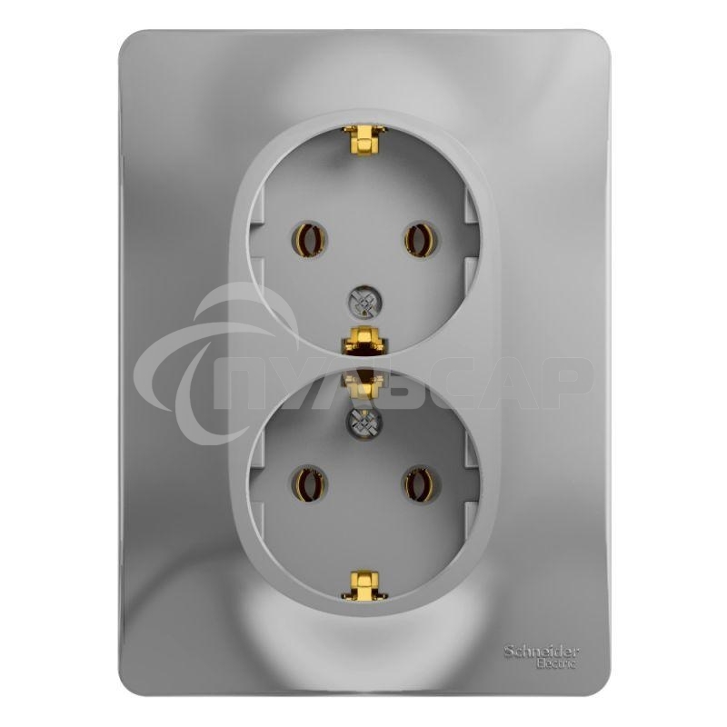 Розетка 2-м СП Glossa в сборе с заземл. в сборе алюм. SchE GSL000324