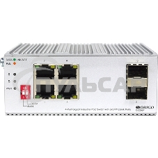 Коммутатор Unmanaged Industrial Switch 4x1000Base-T PoE, 2x1000Base-X SFP, PoE Budget 60W, Surge 4KV, -40 to 75°C
