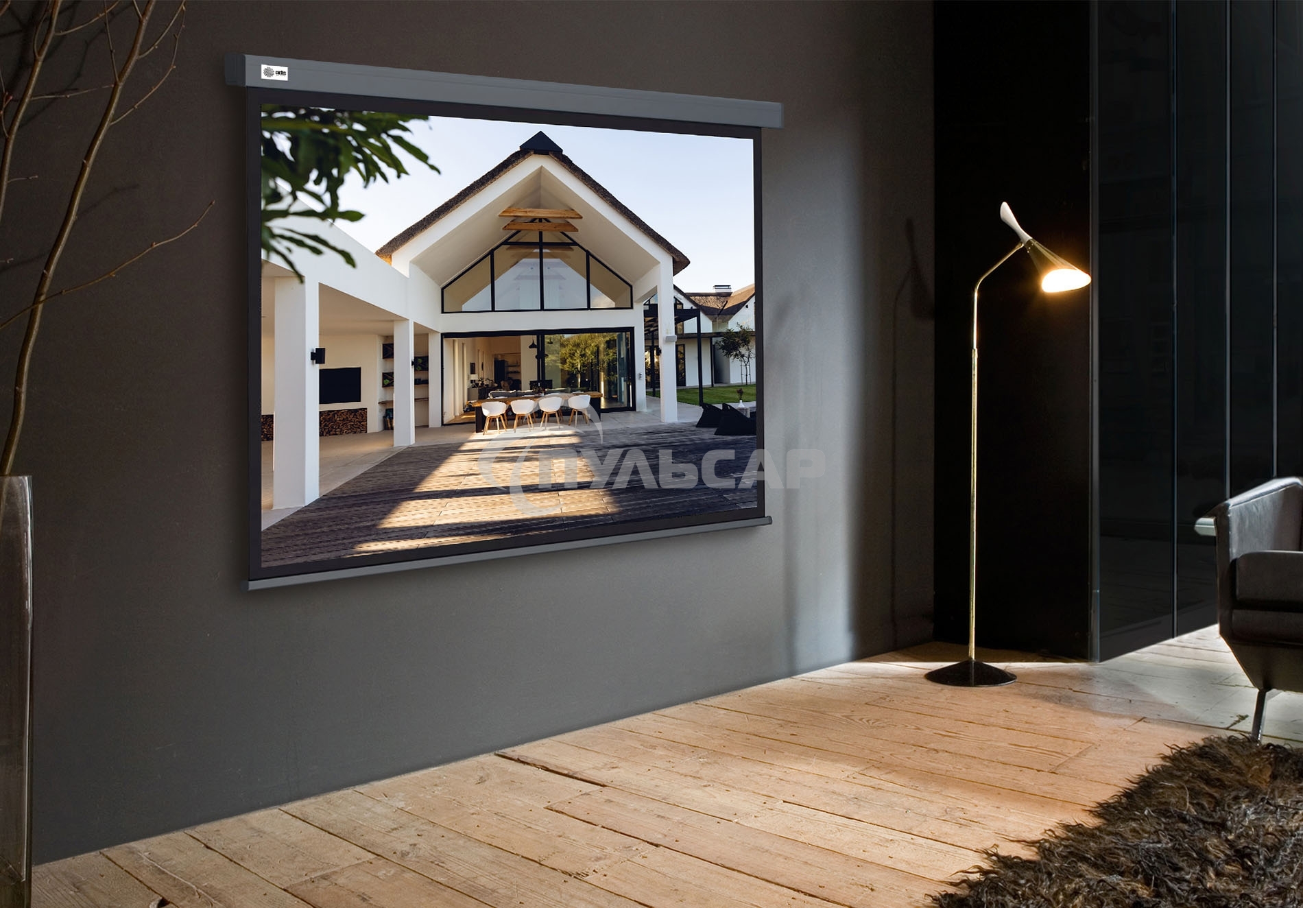 Экран Cactus 206x274см Wallscreen CS-PSW-206X274-SG 4:3 настенно-потолочный рулонный серый