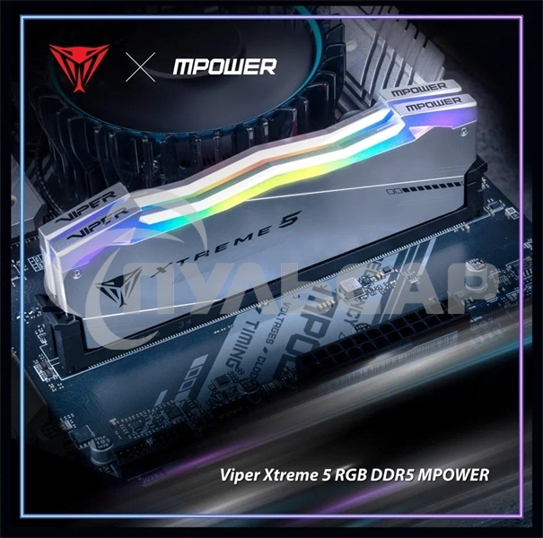 Оперативная память Patriot Viper Xtreme 5, DDR5, 32Gb (2x16Gb), 6400MHz, CL32, DIMM, с радиаторами, RGB, серебристый
