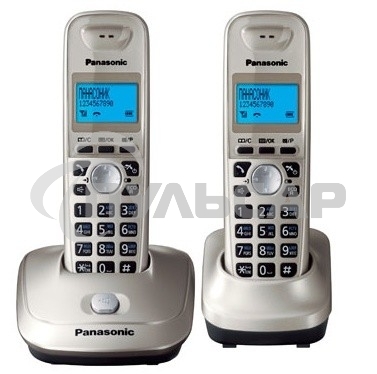 Телефон беспроводной (DECT) Panasonic KX-TG2512RUN (платиновый) Доп трубка в комплекте,АОН, Caller ID,спикерфон на трубке,полифония