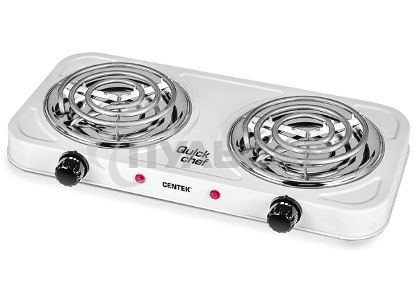 Электрическая плитка Centek CT-1509 (белая) 2конфорки ТЭН 140мм, 2000Вт, индикатор работы, усиленный корпус
