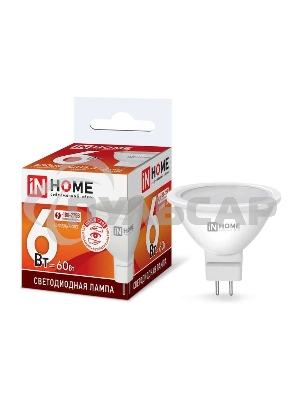 Лампа светодиодная LED-JCDR-VC 6Вт 230В GU5.3 6500К 525лм IN HOME 4690612030739