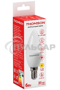 Лампа светодиодная Hiper THOMSON LED CANDLE 6W 480Lm E14 3000K TH-B2013