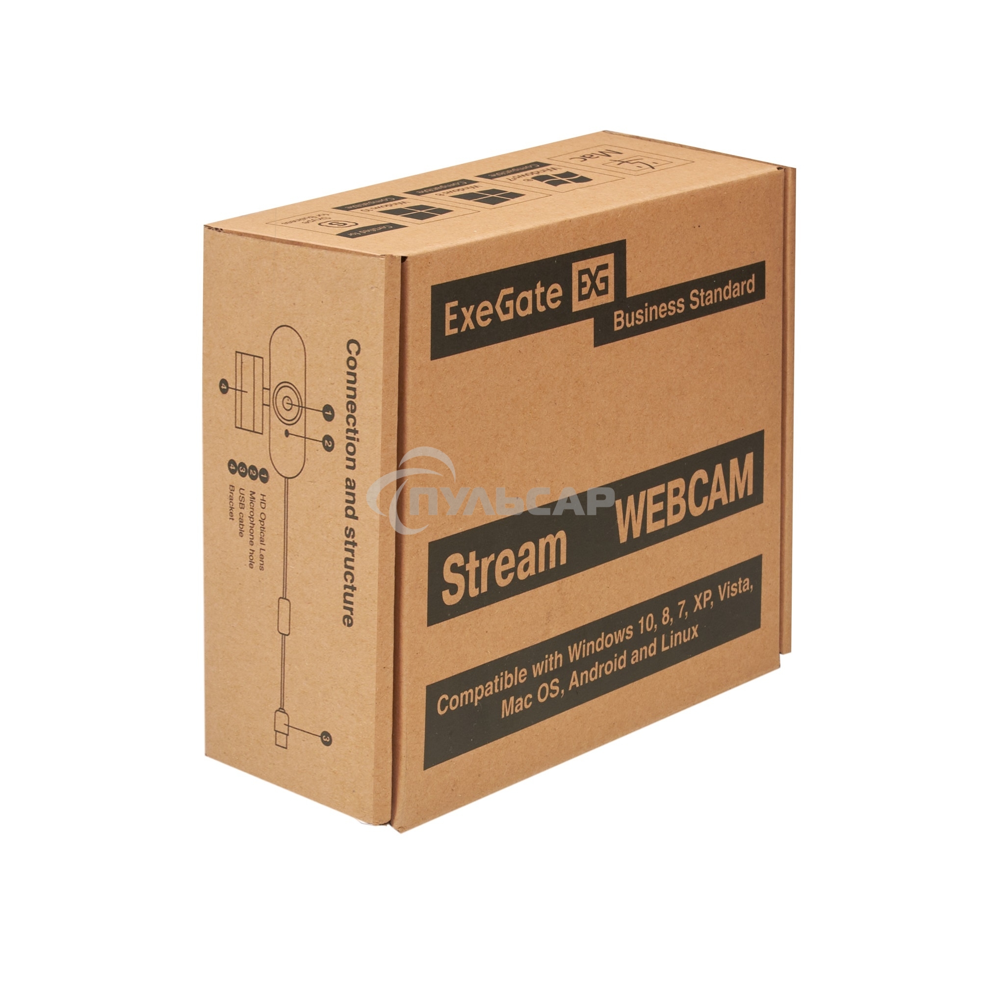 Веб-камера широкоугольная ExeGate Stream C925 Wide Full HD (2Мп, 1920х1080, 1080P,30fps, защитная шторка, фиксированный фокус, широкоугольный 4-линзовый объектив 79°, микрофон с шумоподавлением, универсальное крепление, USB, кабель 1,5 м, Windows 7/8/10/1