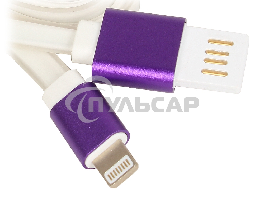 Кабель Gembird USB 2.0 Cablexpert CC-ApUSBp1m, AM/Lightning 8P, 1м, силиконовый шнур, разъемы фиолетовый металлик, пакет