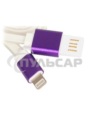 Кабель Gembird USB 2.0 Cablexpert CC-ApUSBp1m, AM/Lightning 8P, 1м, силиконовый шнур, разъемы фиолетовый металлик, пакет