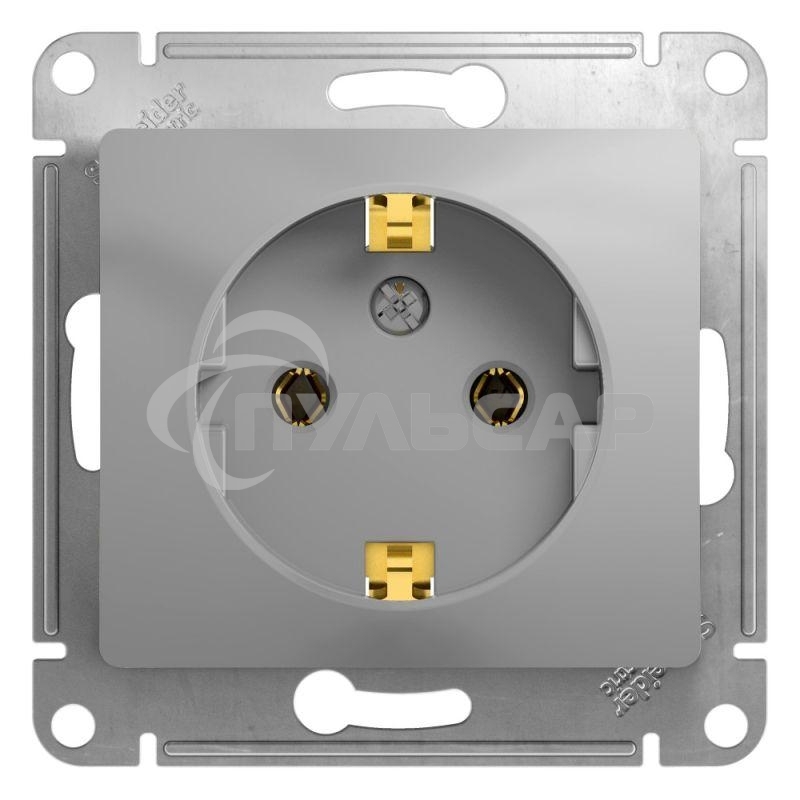 Механизм розетки 1-м СП Glossa 16А с заземл. алюм. SchE GSL000343