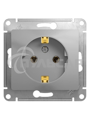 Механизм розетки 1-м СП Glossa 16А с заземл. алюм. SchE GSL000343