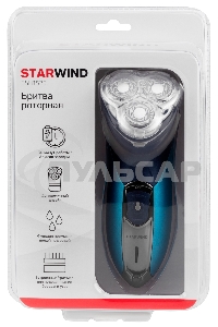 Электробритва роторная Starwind SSH 1525 реж.эл.:3 питан.:аккум. голубой/черный