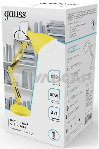 Светильник Gauss GT0035 настольный на струбцине/основание E27 желтый 60Вт
