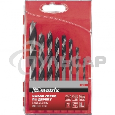 Набор сверл Matrix по дереву,3-4-5-6-7-8-9-10 мм, 8шт., шестигран. хвостовик, пластиковый кейс