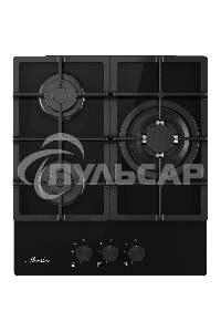 Варочная поверхность MONSHER/ Варочная поверхность MONSHER, газ, High-Tech, 45 см, автоматический электроподжиг, газ-контроль, форсунки под сжиженый газ, SABAF конфорки, чугунные решетки, черный
