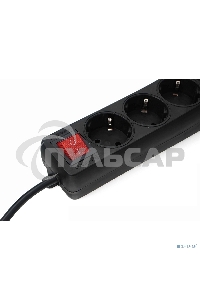 Удлинитель Гарнизон EL-NB-G3-B-3 3р 10А 3м с выключателем и заземлением, черный