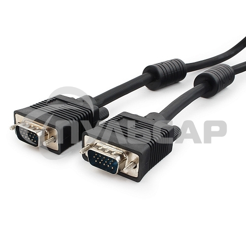 Кабель VGA Premium Cablexpert CC-PPVGA-10-B, 15M/15M, 3.0м, черный, тройной экран, феррит.кольца, пакет