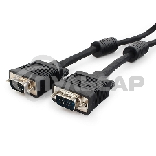 Кабель VGA Premium Cablexpert CC-PPVGA-10-B, 15M/15M, 3.0м, черный, тройной экран, феррит.кольца, пакет
