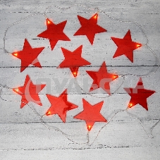 Гирлянда светодиодная Neon-night Звездопад красная 10 LED, 2,25 м, прозрачный ПВХ, теплый белый свет свечения, 2 х АА (батарейки не в комплекте)