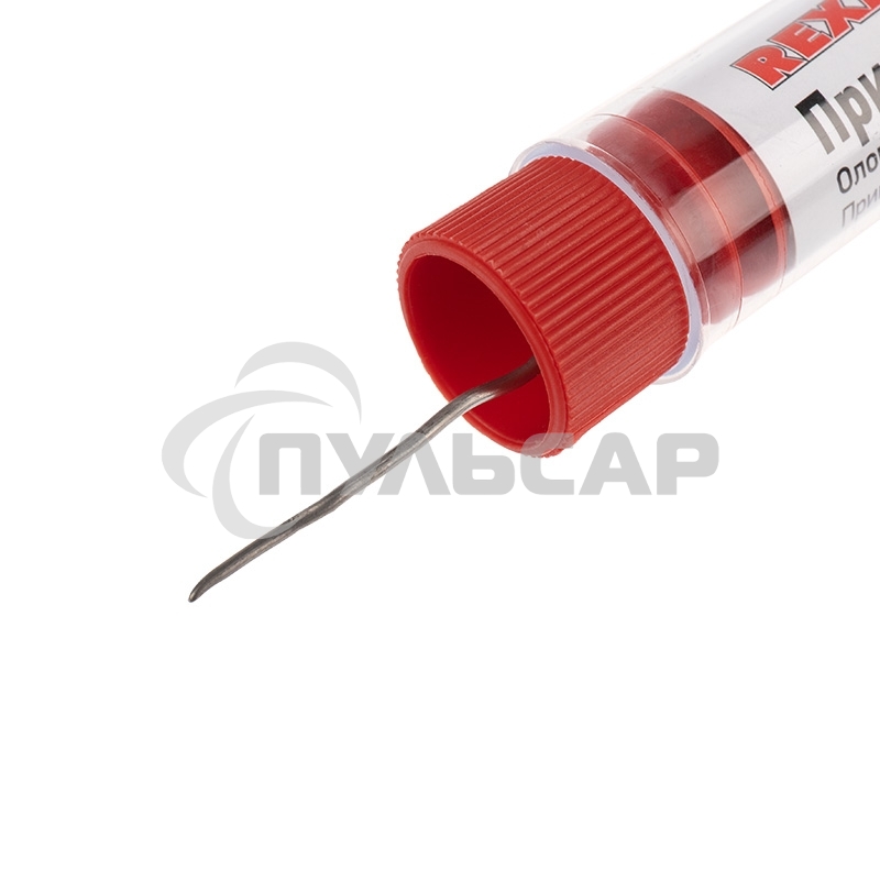 Припой без канифоли ПОС-40 Rexant, 10 г, Ø1.0 мм, (олово 40%, свинец 60%), колба