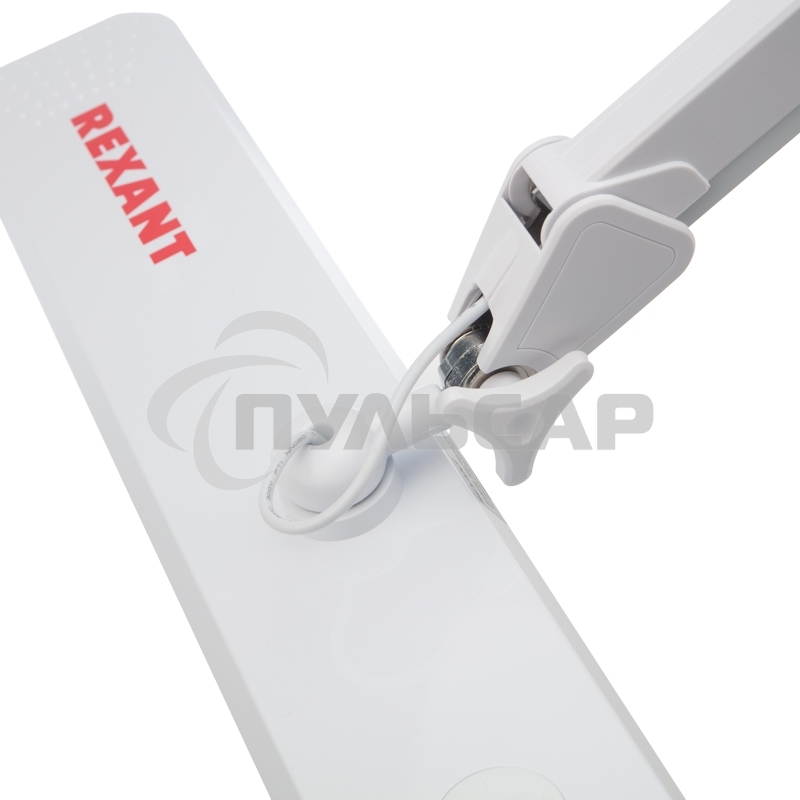 Лампа настольная бестеневая на струбцине Rexant ECO light, 324 SMD LED с диммером, теплый/холодный цвет свечения, белая