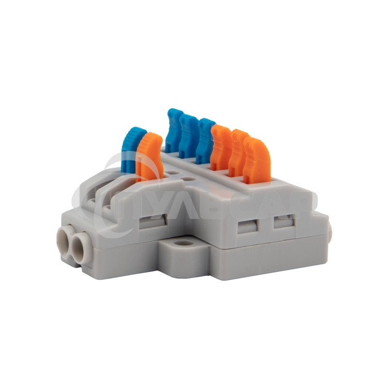 Клемма соединительная многоразовая быстрозажимная разветвительная, с монтажной площадкой (2х3) (50 шт./уп.) Rexant