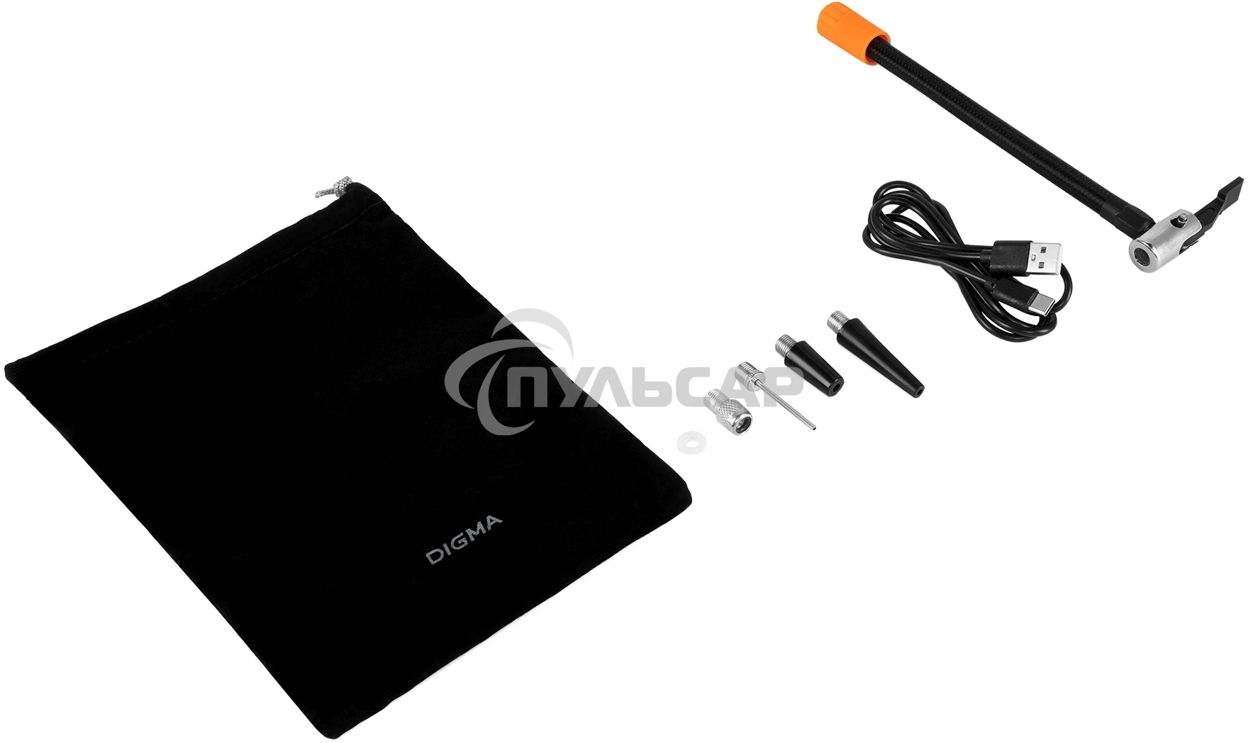 Автомобильный компрессор Digma QBK-120B черный, шланг 0.2м