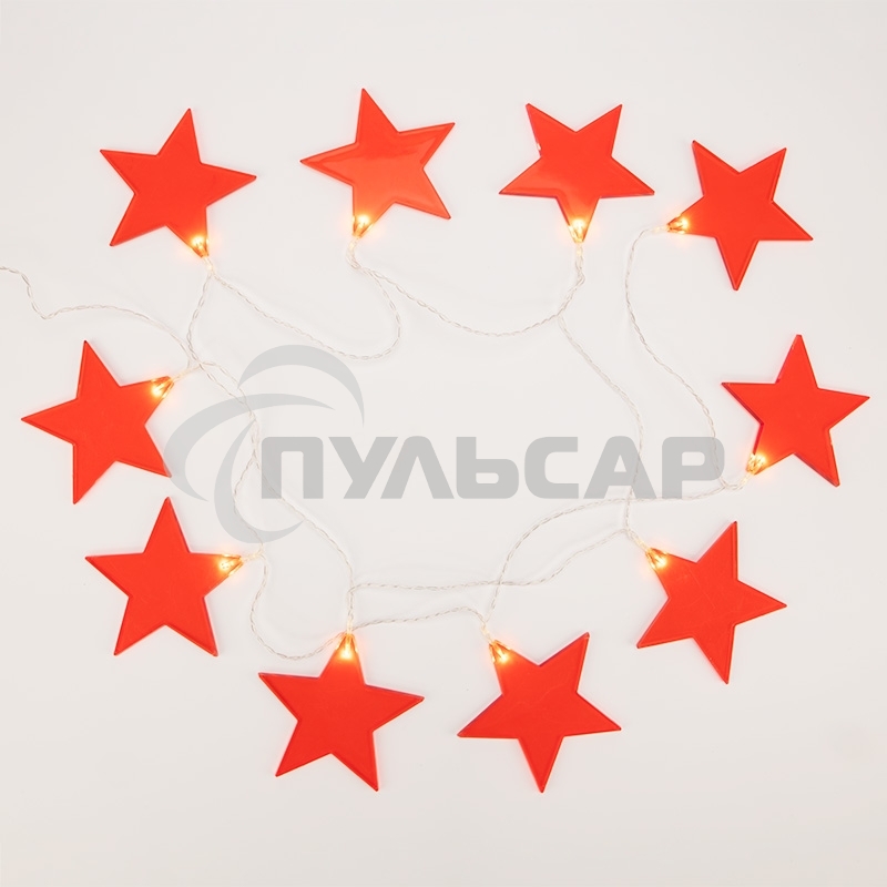 Гирлянда светодиодная Neon-night Звездопад красная 10 LED, 2,25 м, прозрачный ПВХ, теплый белый свет свечения, 2 х АА (батарейки не в комплекте)