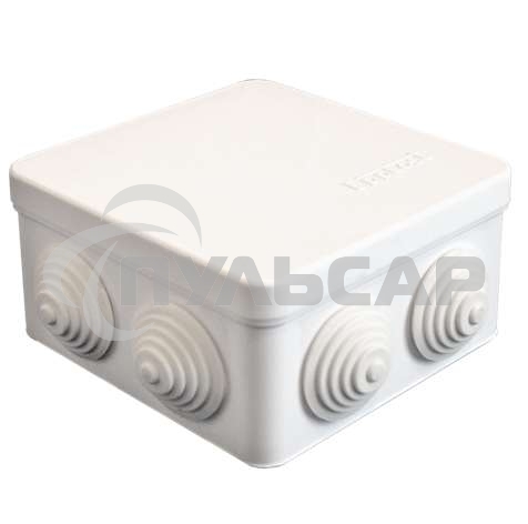 Коробка распр. ОП 105х105х56 7 выходов 4 гермоввода IP54 крышка защелкивающаяся бел. Epplast 100011