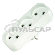 Тройник 3 гнезда 10 А, без заземления линейный MAKEL 10032